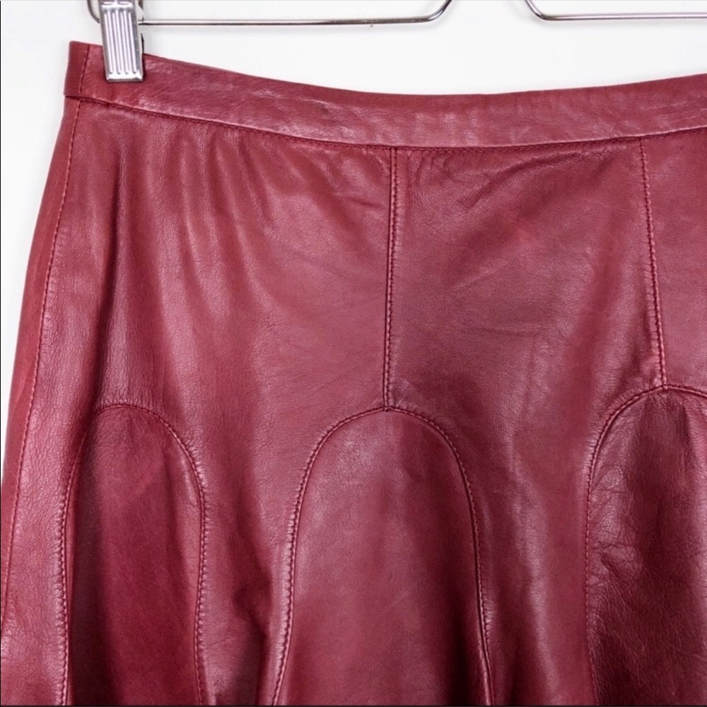 Burgundy Leather Skirt - Picture 5 of 7